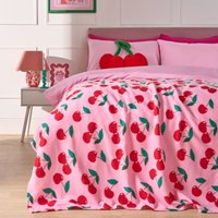 OHS Cherry Print Fleece Throw - Pink/Red