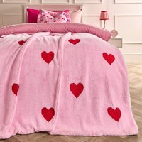 OHS Hearts Tufted Fleece Throw - Pink