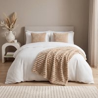 OHS Faux Fur Thick Ribbed Throw, Mink - 150 x 200cm