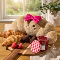 OHS Chloe The Bow Croissant Cushion - Natural/Hot Pink