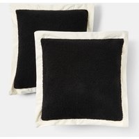 OHS Oxford Edge Boucle Cushion Covers, Black/Cream - 45 x 45cm