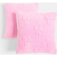 OHS Tufted Bow Cushion Covers, Pink - 45 x 45cm