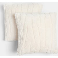 OHS 2-Pack Carved Faux Fur Cushion Covers, Stone - 45 x 45cm