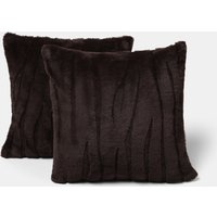 OHS 2-Pack Carved Faux Fur Cushion Covers, Coffee - 45 x 45cm