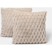 OHS Thick Faux Fur Waffle Cushion Covers, Natural - 45 x 45cm