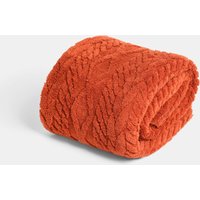 OHS Cable Knit Sherpa Throw, Rust - 130 x 160cm