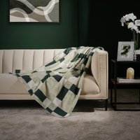 OHS Tartan Check Fleece Throw, Forest Green - 150 x 200cm