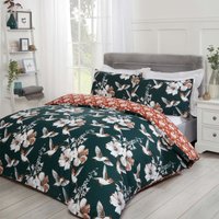 OHS Hummingbirds Duvet Cover Set, Emerald/Orange - King