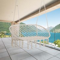 Outsunny 2 Seater Hanging Macrame Hammock Chair - Cream