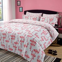 Flamingo Duvet Quilt Cover Bedding Set - King - Pink