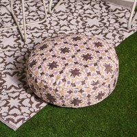 OHS Indoor/Outdoor Tile Print Round Filled Cushion - Natural