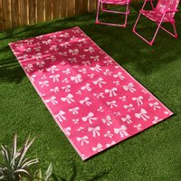 OHS Kids Bow Print Outdoor Rug - Hot Pink