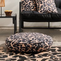 OHS Indoor/Outdoor Leopard Print Round Filled Cushion - Natural