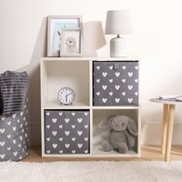 OHS Heart Print Cube Storage Boxes, Grey - 2 Pack