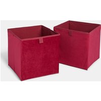 OHS Matte Velvet Cube Storage Boxes, Berry - 2 Pack