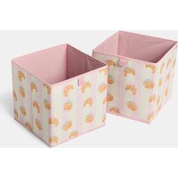 OHS Croissant Print Cube Storage Boxes, Pink/White - 2 Pack
