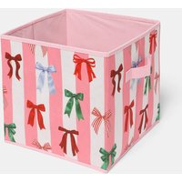 OHS Multi Bow Stripe Cube Storage Boxes, Pink - 2 Pack