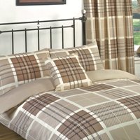 OHS Hampton Duvet Set with Curtains, Double - Natural Beige