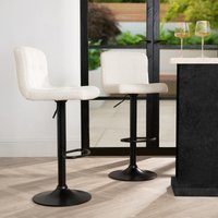 OHS Set of 2 Adjustable Bouclé Bar Stools - Cream
