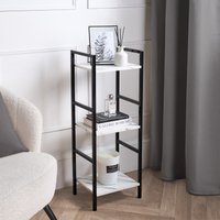 OHS Manhattan Marble Effect 3-Tier Shelving Unit - Black/White