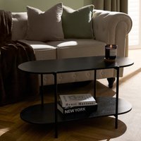 OHS Manhattan 2-Tier Curved Coffee Table - Black