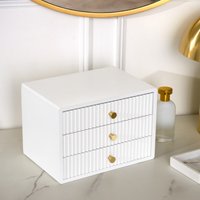 OHS Small Ribbed Desk Drawers - White