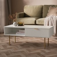OHS Ribbed Coffee Table With Drawer - White