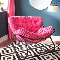 OHS Ribbed Faux Fur Rocking Chair - Hot Pink