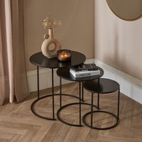 OHS Manhattan Nest of 3 Round Side Tables - Black
