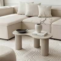OHS Madison Ribbed Irregular Coffee Table - Cream