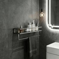 OHS Mounted Towel Rail With Shelf - Silver