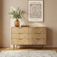 Online Home Shop Get 27% Discount on OHS Chevron 6Drawer Unit in Light Wood
