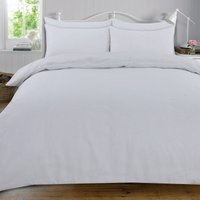 OHS Plain 100% Cotton Complete Duvet Cover Pillowcase Sheet Set, White - Double