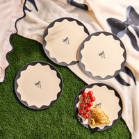 OHS Bow Print Picnic Plates, Monochrome - 4 Pack