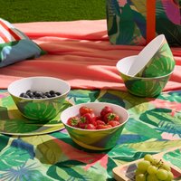 OHS Palm Print Picnic Bowls, Green - 4 Pack