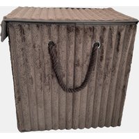 OHS Ribbed Faux Fur Foldable Laundry Basket - Chocolate