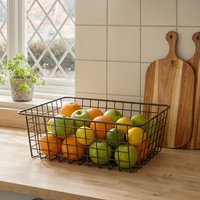 OHS Large Metal Wire Storage Basket - Black