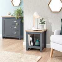 Lancaster Side Table With Shelf - Slate Blue