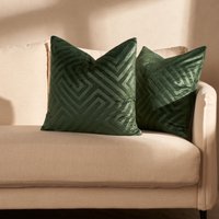 OHS 4 Pack Cut Out Matte Velvet Cushion Covers - Forest Green