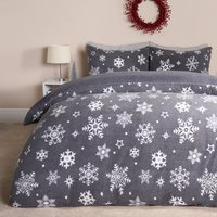 OHS Snowflake Teddy Duvet Set, Grey - Single