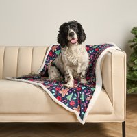 OHS Gingerbread Paw Print Sherpa Reverse Throw - Navy