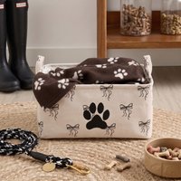 OHS Bow Print Pet Paw Embroidered Storage Basket - Monochrome