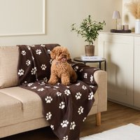 OHS Pet Paw Print Fleece Throw - Brown