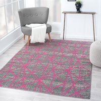 OHS Geometric Print Binded Rug, Grey/Pink - 120 x 170cm