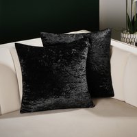 OHS 4 Pack Crushed Velvet Cushion Covers, Black - 45 x 45cm