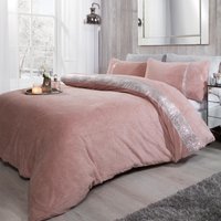 OHS Teddy Diamante Duvet Cover Set, Blush Pink - Double