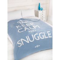 OHS Faux Fur Mink Throw - Keep Calm & Snuggle - Blue - 240 x 200cm