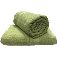 2 x Large Cotton Soft Bath Towel Sheets 90 x 140 cm - Olive Green