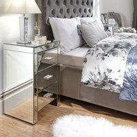 Venetian Mirrored 3 Drawer Bedside Table