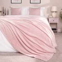 OHS Waffle Mink Throw King, Blush Pink - 200 x 240cm